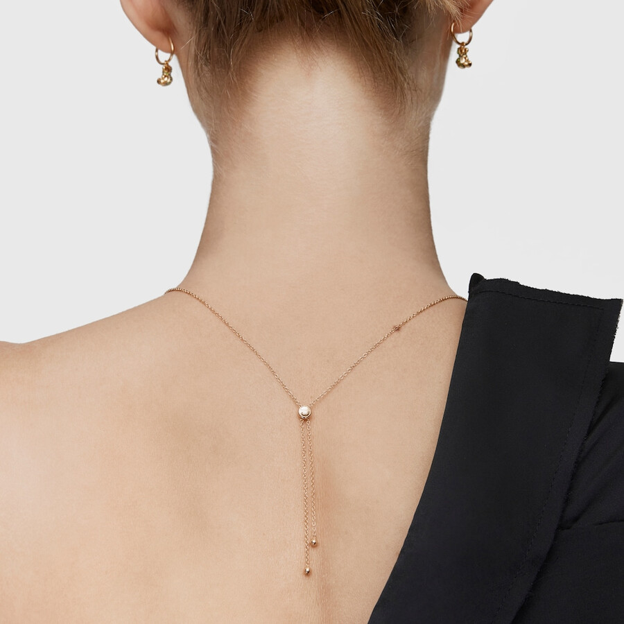 collana media in argento placcato oro 18kt con orsetto e diopside cromato lligat