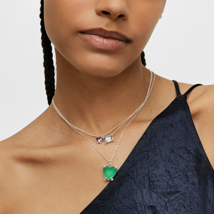 collana con pillole color argento e topazio