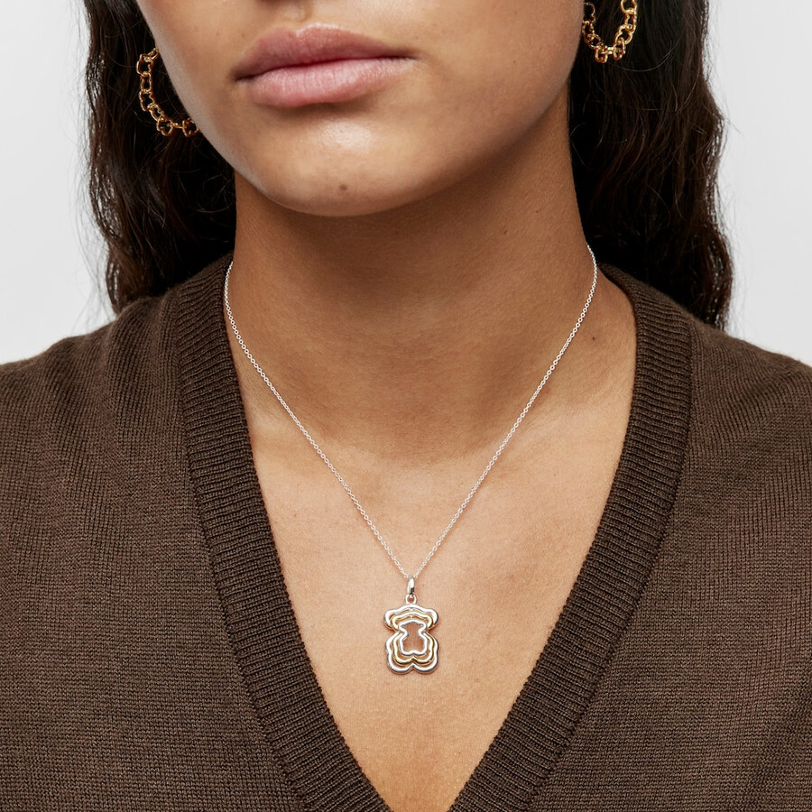 collana con orsetto bickie bicolore triplo