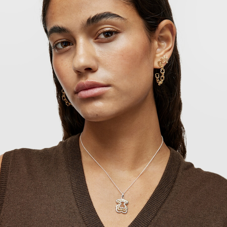 collana con orsetto bickie bicolore triplo