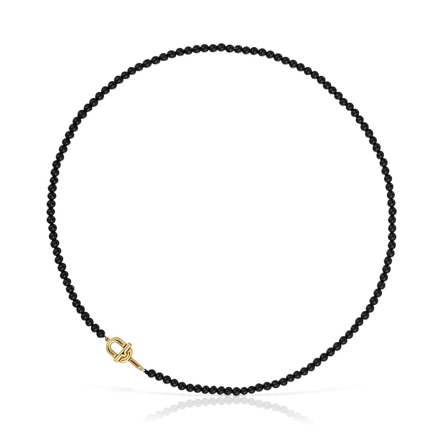 collana da 43 cm con placcatura in oro 18kt su argento e onice tous manifesto
