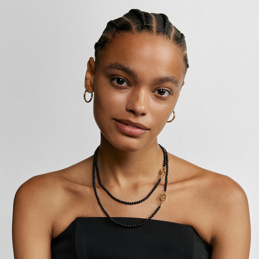 collana da 43 cm con placcatura in oro 18kt su argento e onice tous manifesto