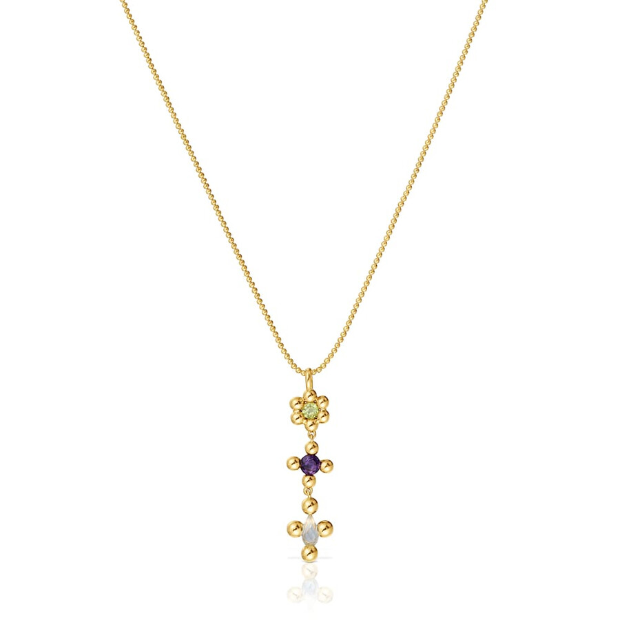 collana corta in argento placcato oro 18 kt con pietre preziose sugar party
