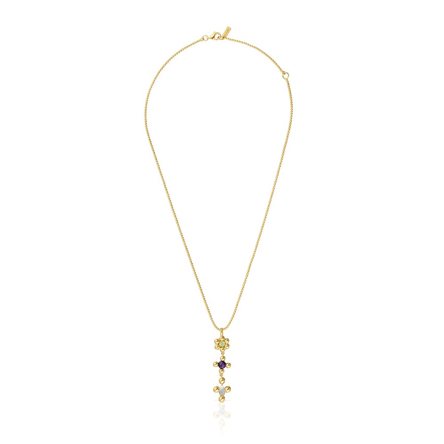 collana corta in argento placcato oro 18 kt con pietre preziose sugar party