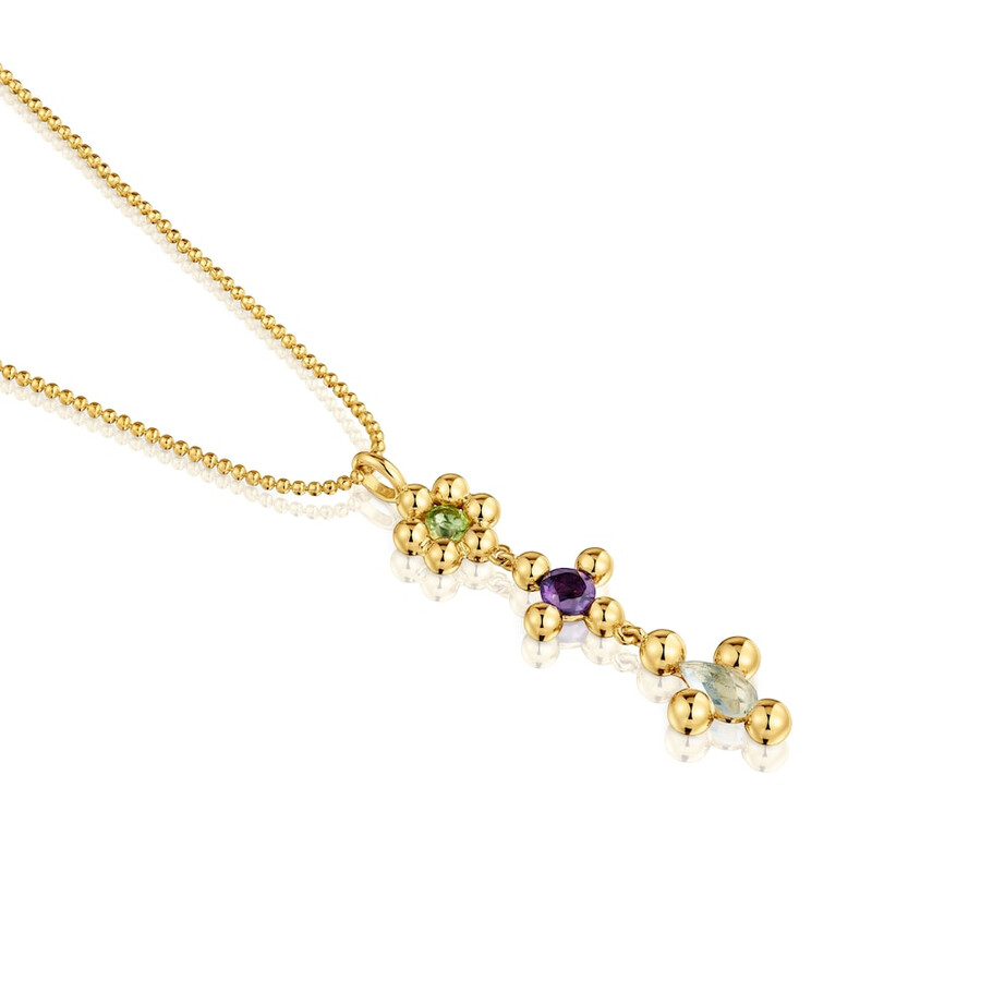 collana corta in argento placcato oro 18 kt con pietre preziose sugar party