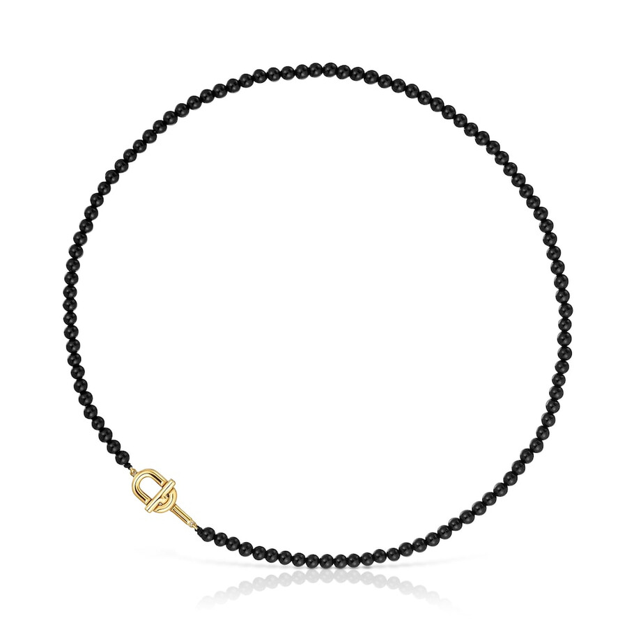 collana da 50 cm con placcatura in oro 18kt su argento e onice tous manifesto