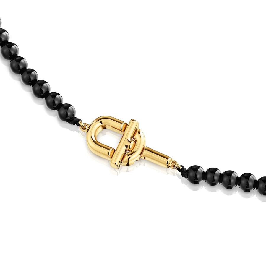collana da 50 cm con placcatura in oro 18kt su argento e onice tous manifesto