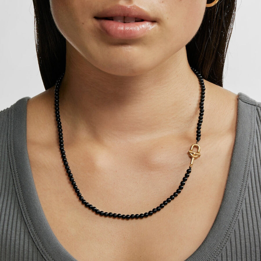 collana da 50 cm con placcatura in oro 18kt su argento e onice tous manifesto