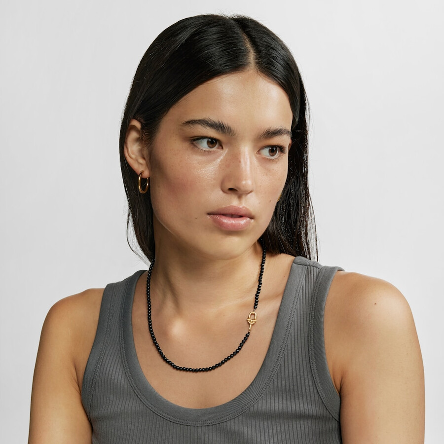 collana da 50 cm con placcatura in oro 18kt su argento e onice tous manifesto