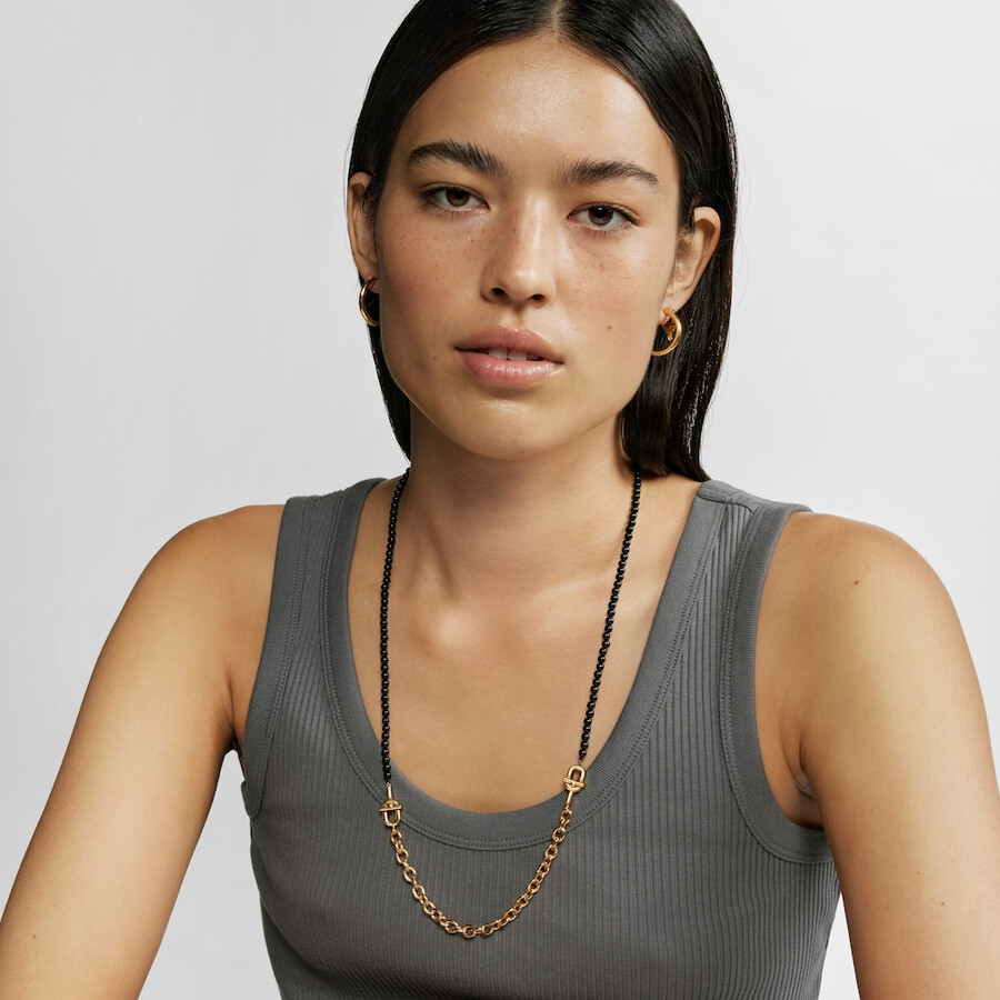 collana da 50 cm con placcatura in oro 18kt su argento e onice tous manifesto