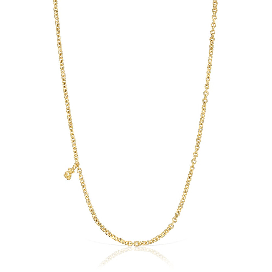 collana corta con placcatura in oro 18kt su argento e anelli rotondi bold bear