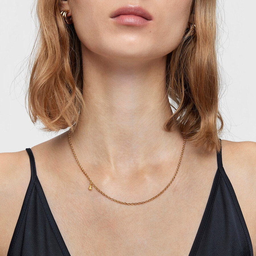 collana corta con placcatura in oro 18kt su argento e anelli rotondi bold bear