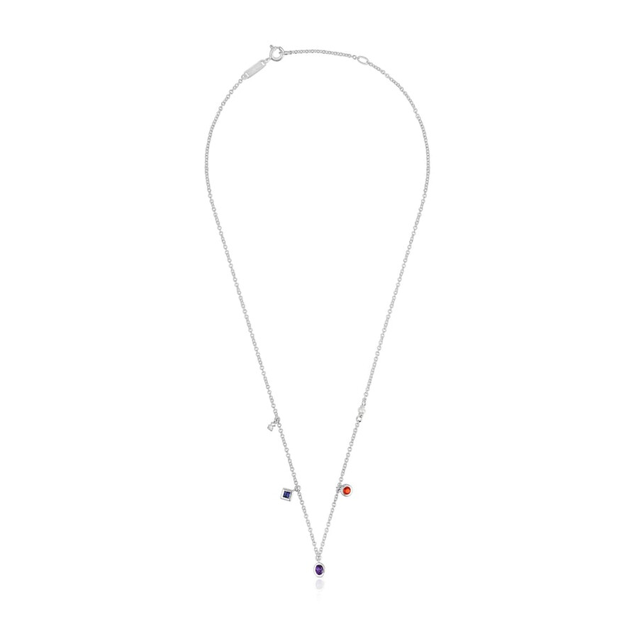 collana corta in argento con pietre preziose e perle coltivate tous basic colors
