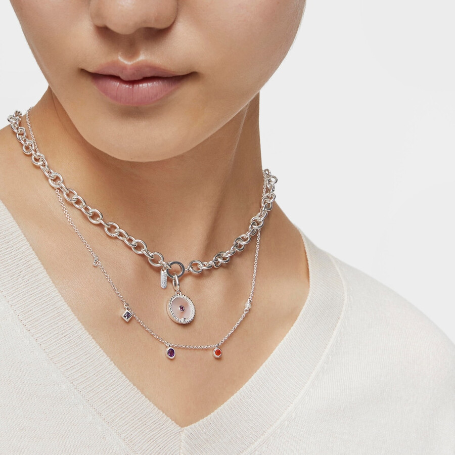 collana corta in argento con pietre preziose e perle coltivate tous basic colors