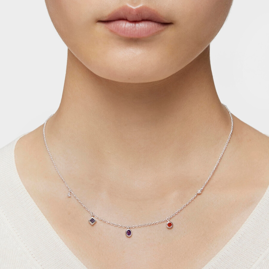 collana corta in argento con pietre preziose e perle coltivate tous basic colors