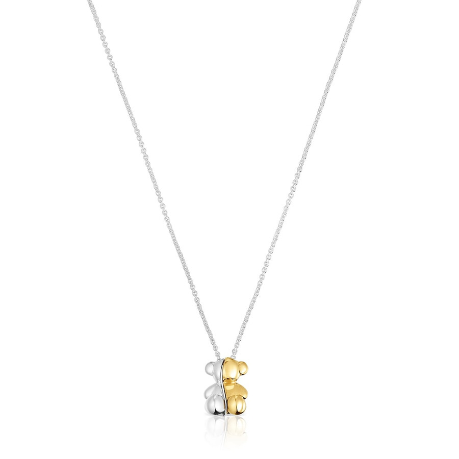 collana corta bicolore con orsetto doppia la mia altra metà