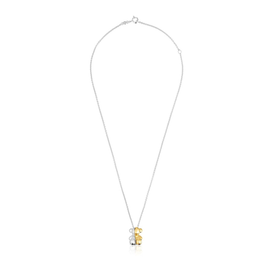 collana corta bicolore con orsetto doppia la mia altra metà