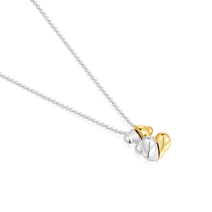 collana corta bicolore con orsetto doppia la mia altra metà