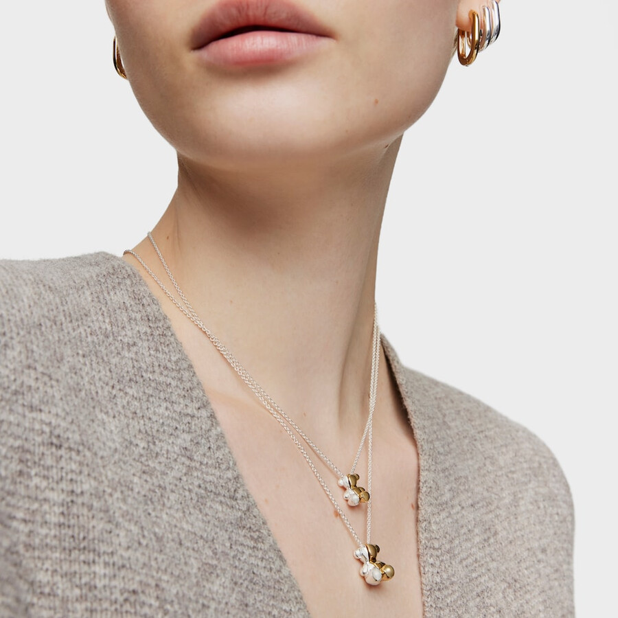 collana corta bicolore con orsetto doppia la mia altra metà