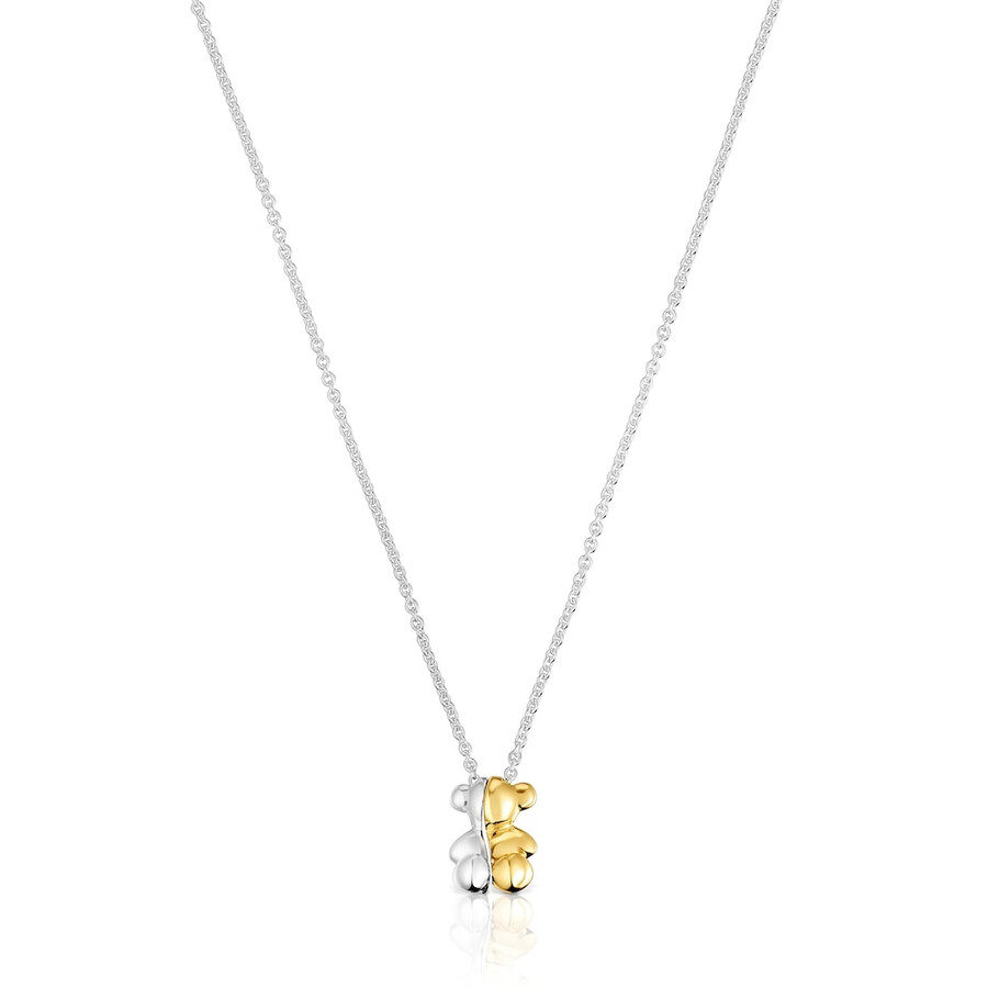 collana doppia corta bicolore con orsetto la mia altra metà
