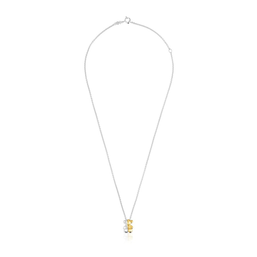 collana doppia corta bicolore con orsetto la mia altra metà