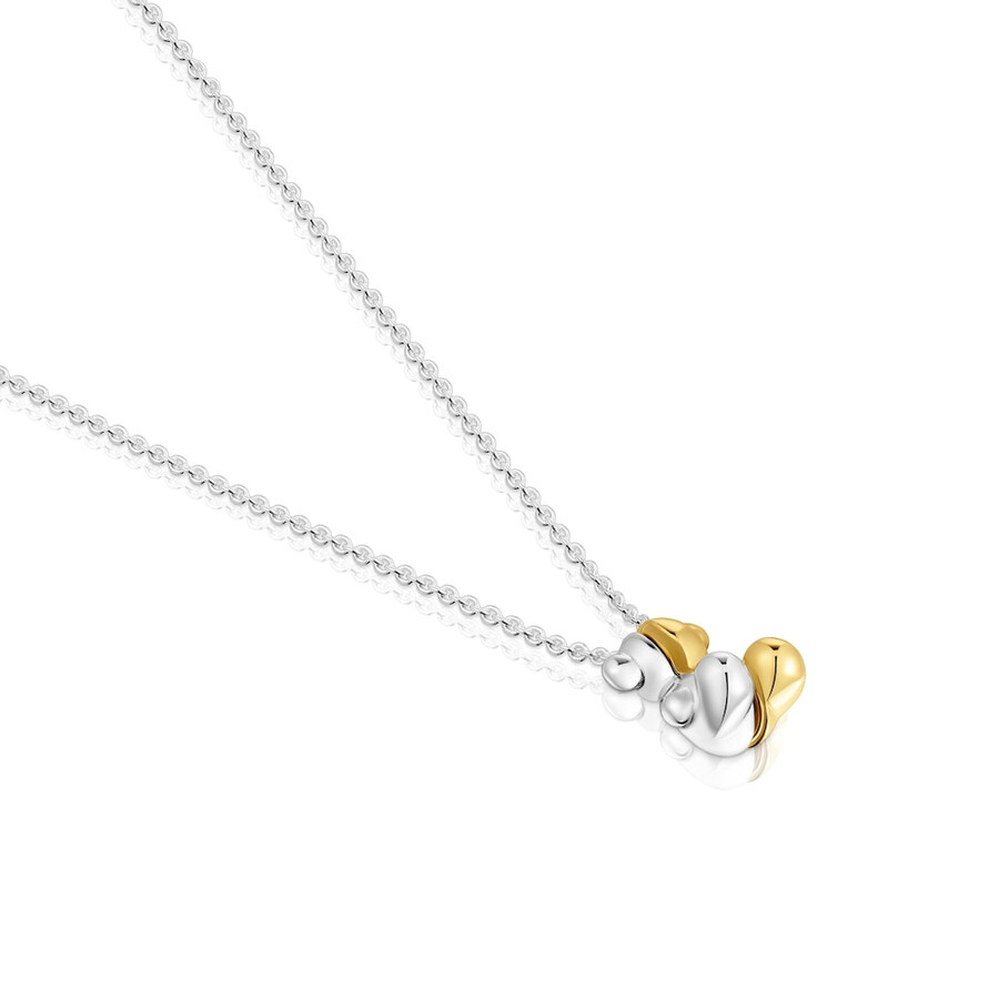collana doppia corta bicolore con orsetto la mia altra metà