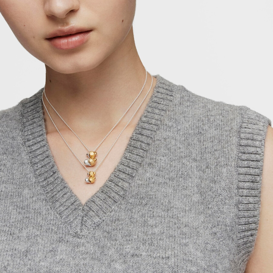 collana doppia corta bicolore con orsetto la mia altra metà