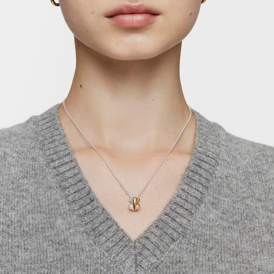 collana doppia corta bicolore con orsetto la mia altra metà