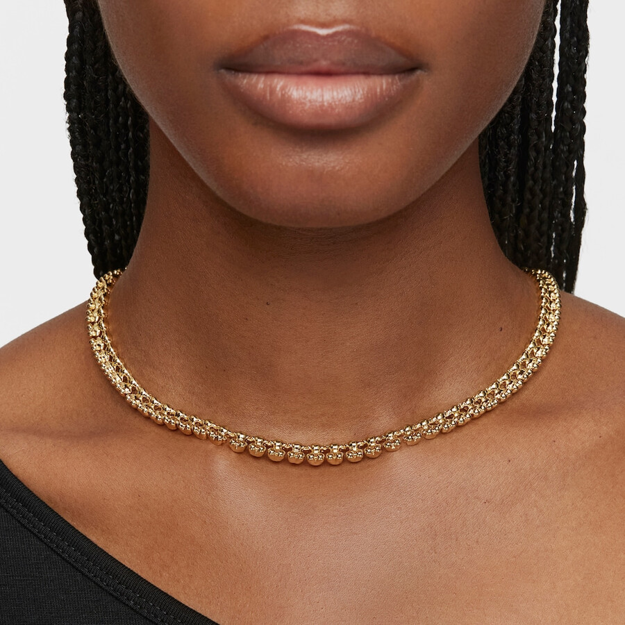 collana corta placcata oro 18 kt su argento con motivi a forma di orso bold bear