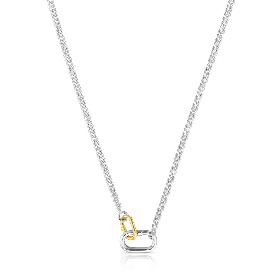 collana corta in argento con anelli bicolore hold oval