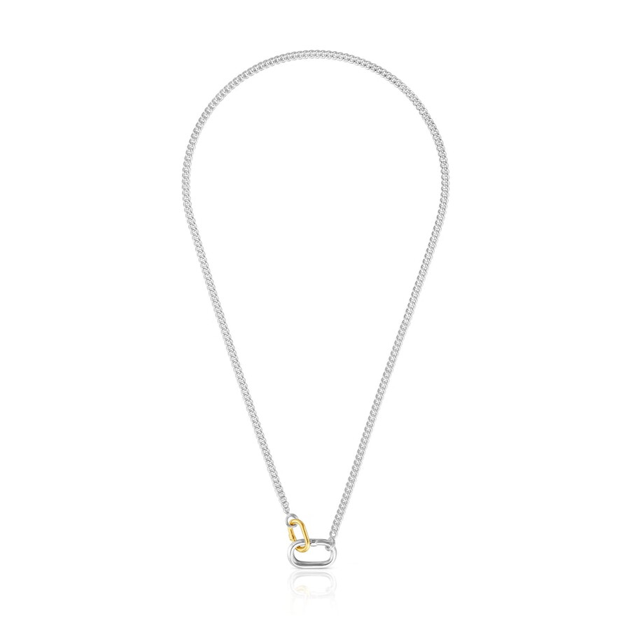 collana corta in argento con anelli bicolore hold oval