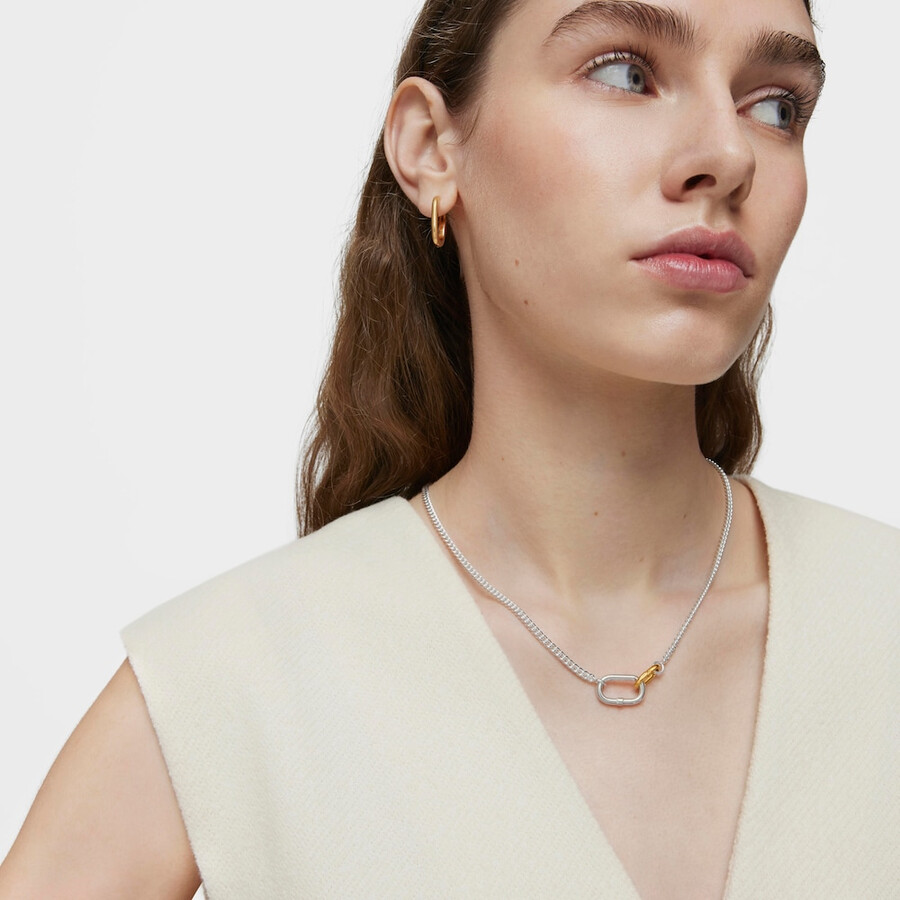 collana corta in argento con anelli bicolore hold oval