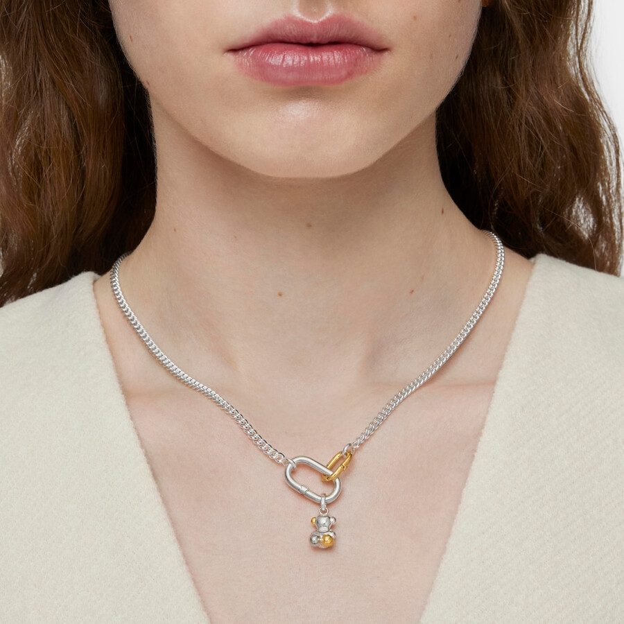 collana corta in argento con anelli bicolore hold oval