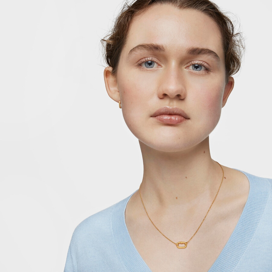 collana corta con placcatura in oro 18kt su argento con anello hold oval