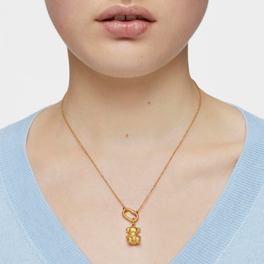 collana corta con placcatura in oro 18kt su argento con anello hold oval