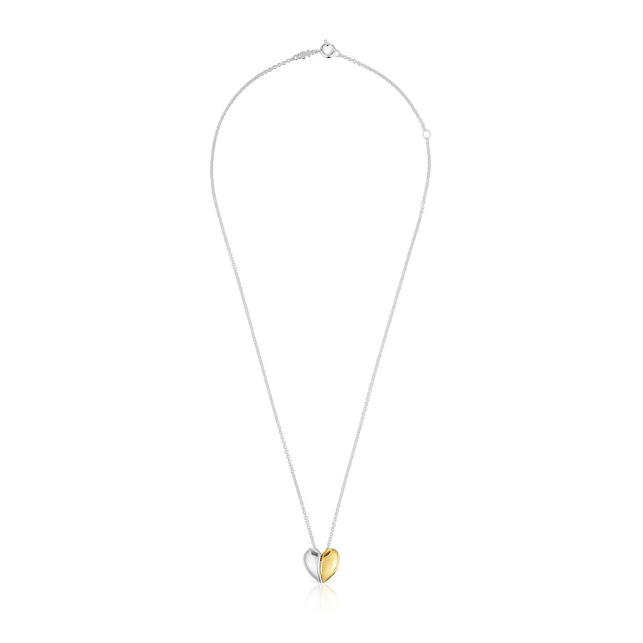 collana corta a due colori con cuore doppio la mia altra metà
