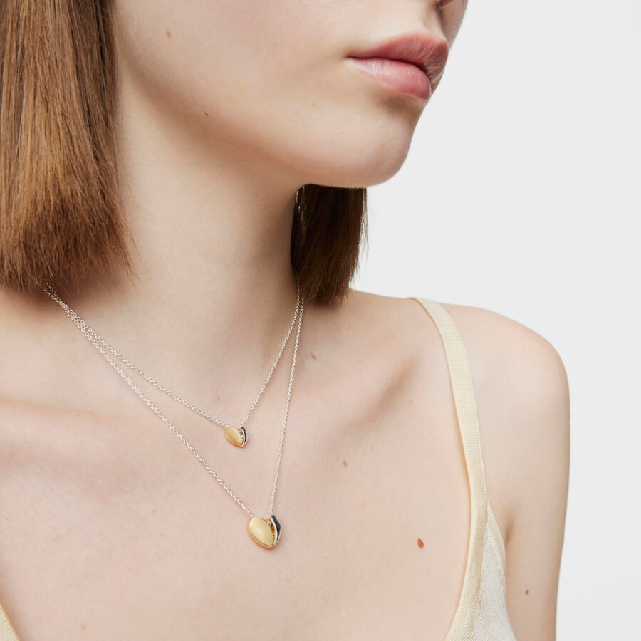 collana corta a due colori con cuore doppio la mia altra metà