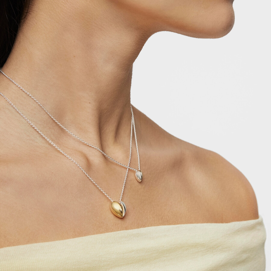 collana corta bicolore con cuore piccolo doppia la mia altra metà