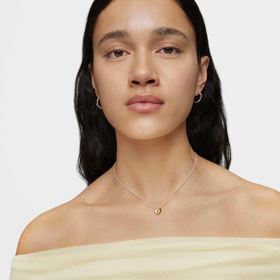 collana corta bicolore con cuore piccolo doppia la mia altra metà