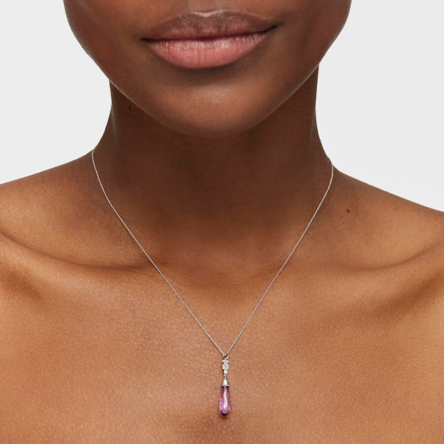 collana corta in oro bianco con diamanti e ametista tous grain