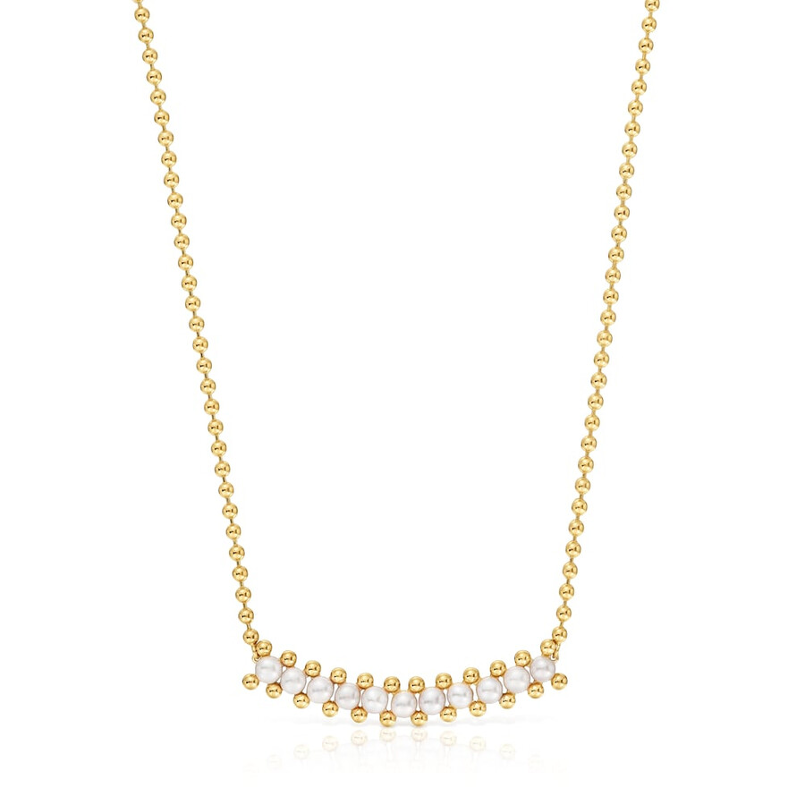 girocollo con placcatura in oro 18kt su argento e perle coltivate gloss