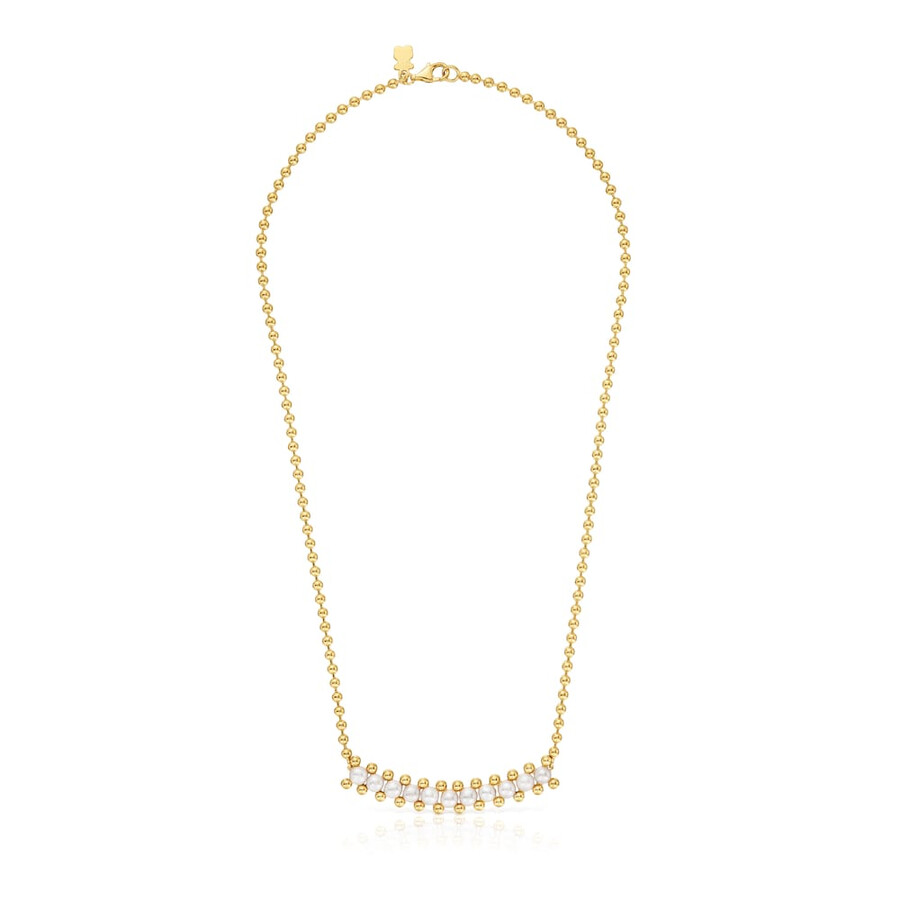 girocollo con placcatura in oro 18kt su argento e perle coltivate gloss