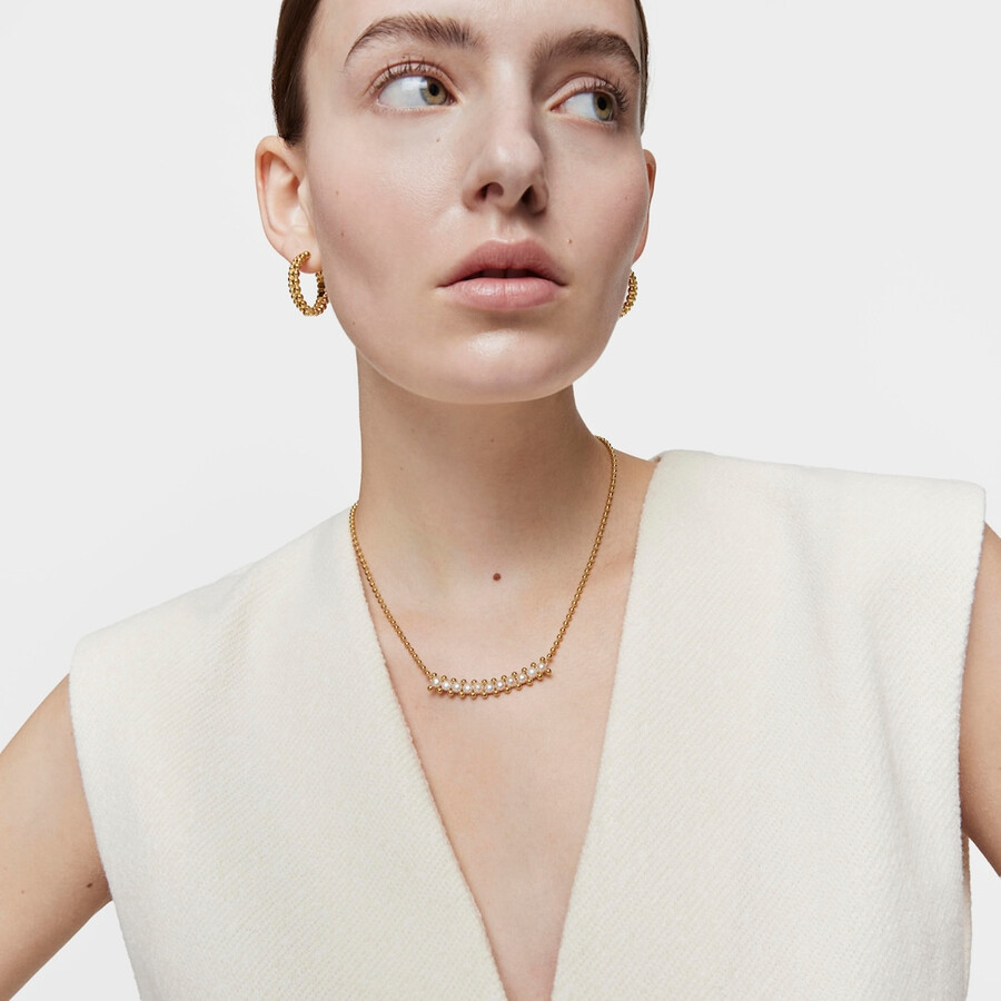 girocollo con placcatura in oro 18kt su argento e perle coltivate gloss