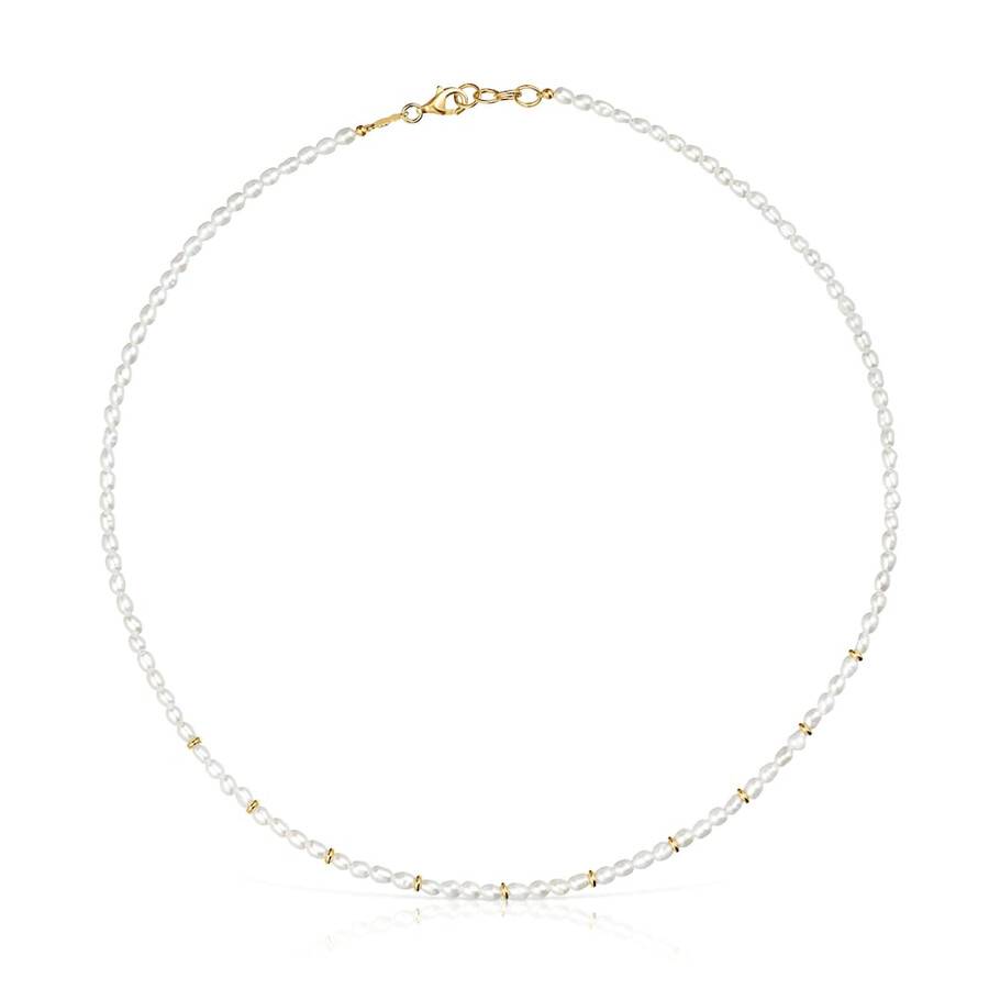 girocollo con placcatura in oro 18kt su argento e perle coltivate gloss