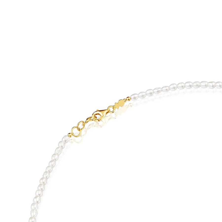 girocollo con placcatura in oro 18kt su argento e perle coltivate gloss
