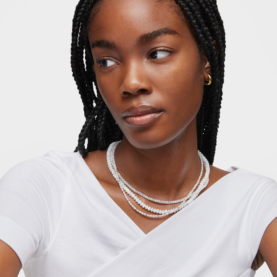 girocollo con placcatura in oro 18kt su argento e perle coltivate gloss