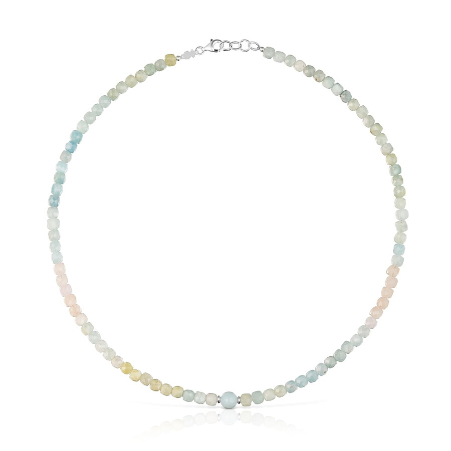 collana corta in argento con berillio multicolore colori base