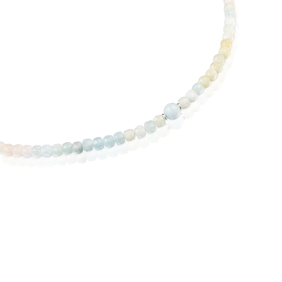 collana corta in argento con berillio multicolore colori base