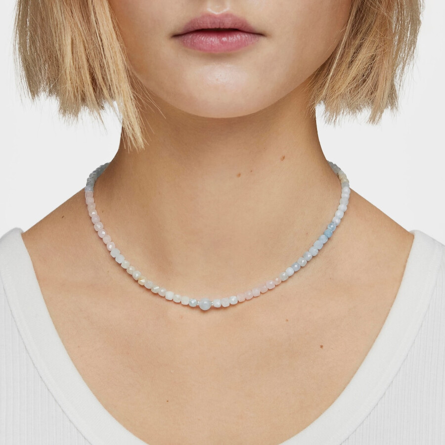 collana corta in argento con berillio multicolore colori base