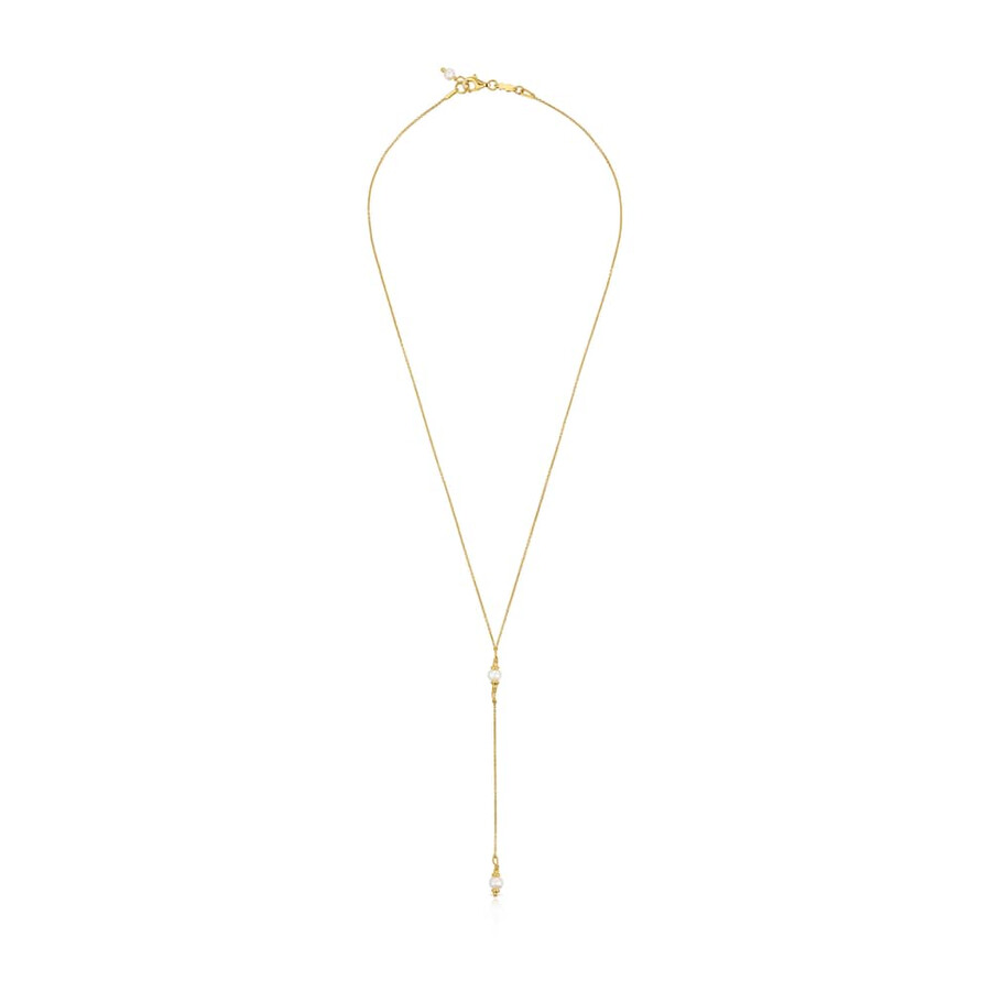 girocollo a strisce con placcatura in oro 18kt su argento e perle coltivate lucido